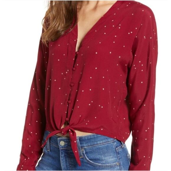 Rails Sloane Top Rogue Gradient Stars Button Shirt Size XS Tie Front Blouse - Picture 1 of 13
